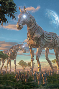 Beautiful Horse Machines 4k (1080x2160) Resolution Wallpaper