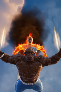 Ben Grimm And Human Torch In Fortnite Battle Royale (240x400) Resolution Wallpaper