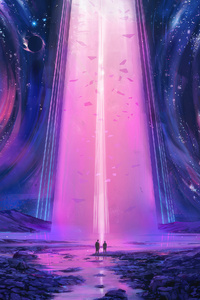 Beyond Boundaries Where Two Worlds Meet In Harmony (1080x2280) Resolution Wallpaper
