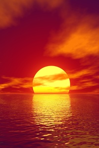 Big Sun Sunset Water Body 4k (1125x2436) Resolution Wallpaper