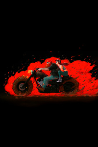 Biker Couple On Flaming Chopper (1280x2120) Resolution Wallpaper