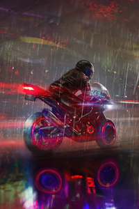 320x568 Biker In Rain 5k
