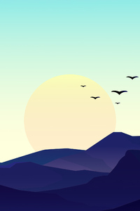 640x1136 Birds Minimal Sunset 4k