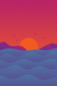 Birds Sunset Landscape Minimal 5k (1080x1920) Resolution Wallpaper