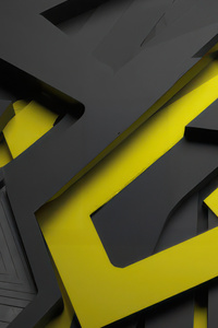 Black And Yellow Geometric Abstract (320x480) Resolution Wallpaper