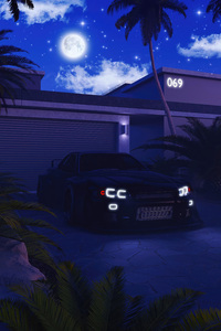 Black Car And Black Night (1080x2280) Resolution Wallpaper