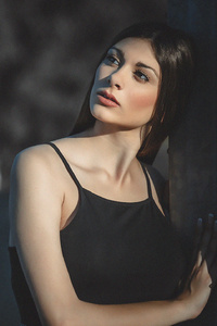 Black Dress Portrait Model (240x400) Resolution Wallpaper