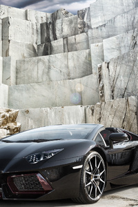 Black Lamborghini Aventador 4k (1125x2436) Resolution Wallpaper