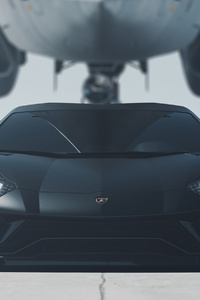 Black Lamborghini Aventador Takeoff (2160x3840) Resolution Wallpaper