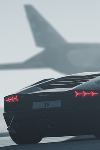 Black Lamborghini Aventador Takeoff 4k (320x568) Resolution Wallpaper