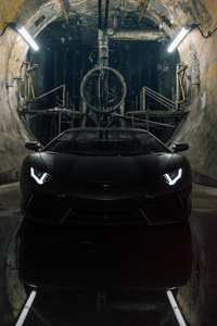Black Lamborghini Aventador (640x960) Resolution Wallpaper