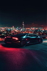 Black Lamborghini Huracan 4k (1080x2280) Resolution Wallpaper