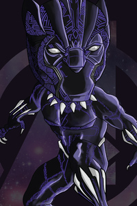 Black Panther Doodle Art (1280x2120) Resolution Wallpaper