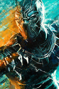 Black Panther Paint Art (1080x2160) Resolution Wallpaper