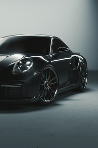 Black Porsche 911 Turbo S (1080x2160) Resolution Wallpaper