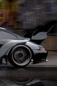 Black Porsche Rain Motion 5k