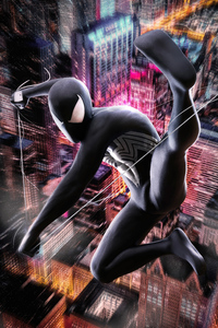 Black Spiderman 4k Arts (240x320) Resolution Wallpaper