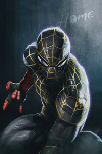 Black Spiderman No Way Home Suit (480x800) Resolution Wallpaper