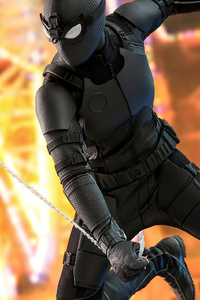 Black Stealth Spiderman Suit (640x960) Resolution Wallpaper