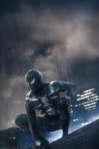 Black Suit Spider Man In Action (1125x2436) Resolution Wallpaper