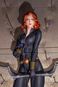 Black Widow Closeup Art (320x480) Resolution Wallpaper
