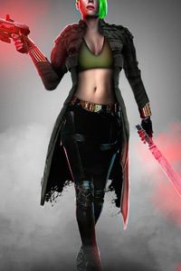 640x1136 Black Widow Cyber Hunter 4k