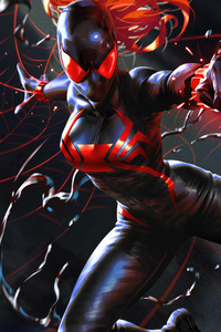 Black Widow Symbiote Spider (640x1136) Resolution Wallpaper