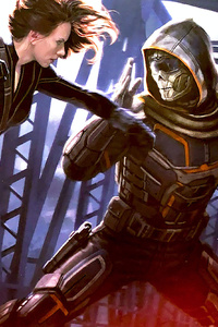 Black Widow Vs Taskmaster (1080x1920) Resolution Wallpaper
