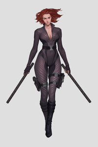 Black Widow Walking 4k (320x480) Resolution Wallpaper