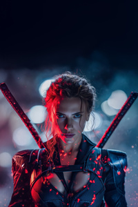 Black Widow Warrior With Katana (1125x2436) Resolution Wallpaper