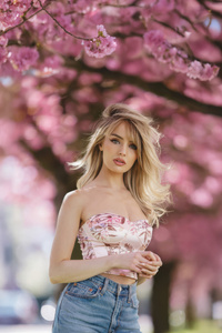 Blonde Girl Spring Vibes (1440x2560) Resolution Wallpaper