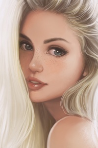 Blonde Woman Portrait Digital Art (320x568) Resolution Wallpaper