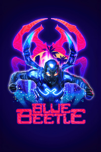 1440x2960 Blue Beetle Illustration 5k