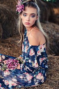 Blue Eyes Brunette Girl With Flower On Head 4k (2160x3840) Resolution Wallpaper