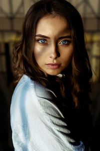 Blue Eyes Model Looking At Viewer (240x320) Resolution Wallpaper