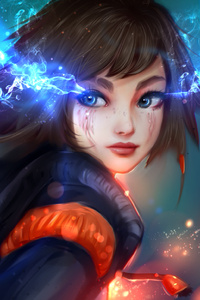 Blue Eyes Shades Girl Artwork (640x960) Resolution Wallpaper