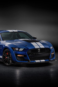 Blue Ford Mustang Shelby Gt500 (320x480) Resolution Wallpaper