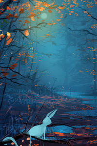 Blue Forest Bunnies (320x568) Resolution Wallpaper