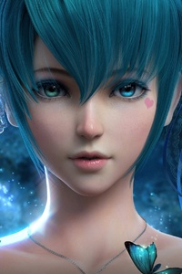 Blue Hair Anime Girl (240x320) Resolution Wallpaper