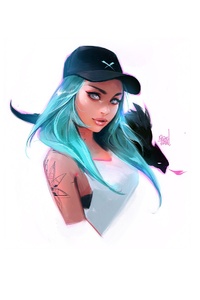 Blue Hair Cap Girl (320x480) Resolution Wallpaper