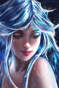 Blue Hair Girl 4k (480x854) Resolution Wallpaper