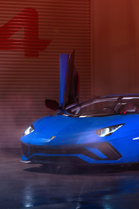 Blue Lamborghini Aventador 4k 2019 (1080x2280) Resolution Wallpaper