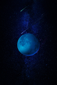 640x1136 Blue Planet And Stars Digital Universe 4k