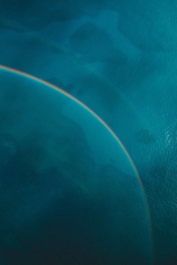 Blue Sea Rainbow Reflection 5k