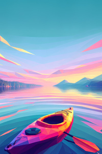 Boat Geometric Sunrise 4k (1080x2280) Resolution Wallpaper