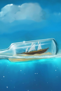 Boat In A Bottle (1440x2560) Resolution Wallpaper