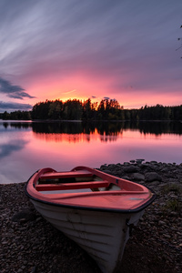 Boat Long Sunset 5k (640x960) Resolution Wallpaper