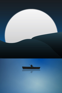 Boat Night In The Lake 8k (480x854) Resolution Wallpaper