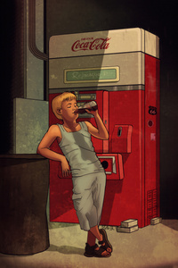 Boy Drinking Coke (240x320) Resolution Wallpaper