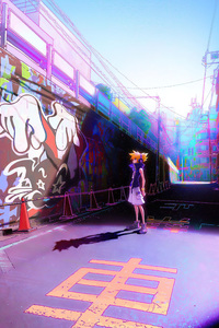 Boy In Graffiti Town (720x1280) Resolution Wallpaper
